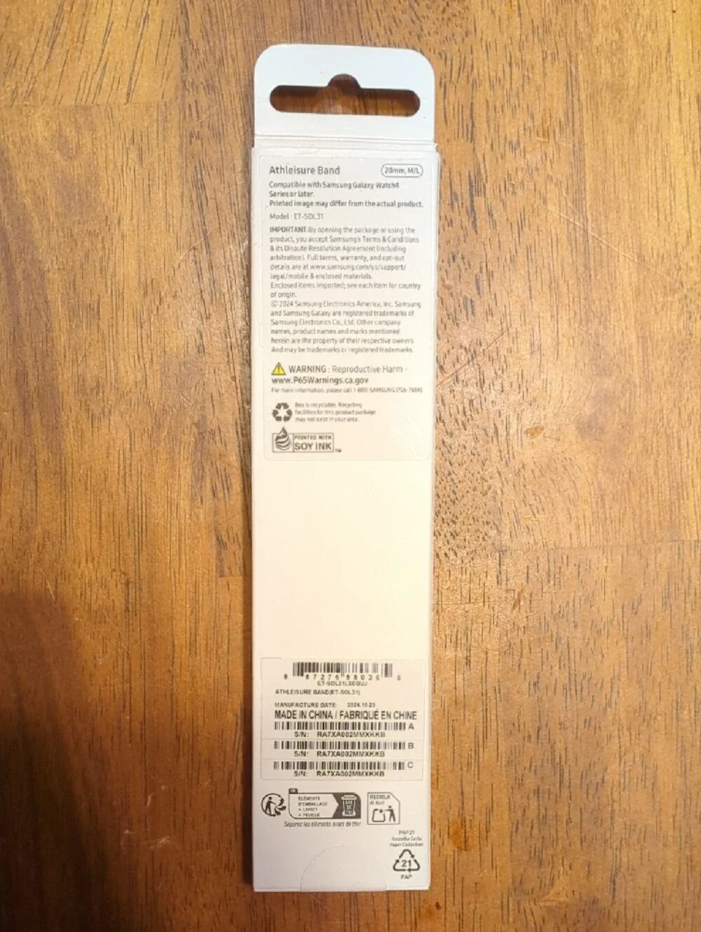Samsung Athleisure One-Click Watch Band - Light Gray With Pink M/L